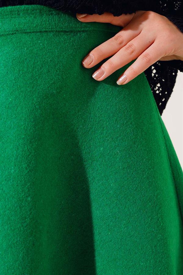  Cashmere Flared Skirt Green