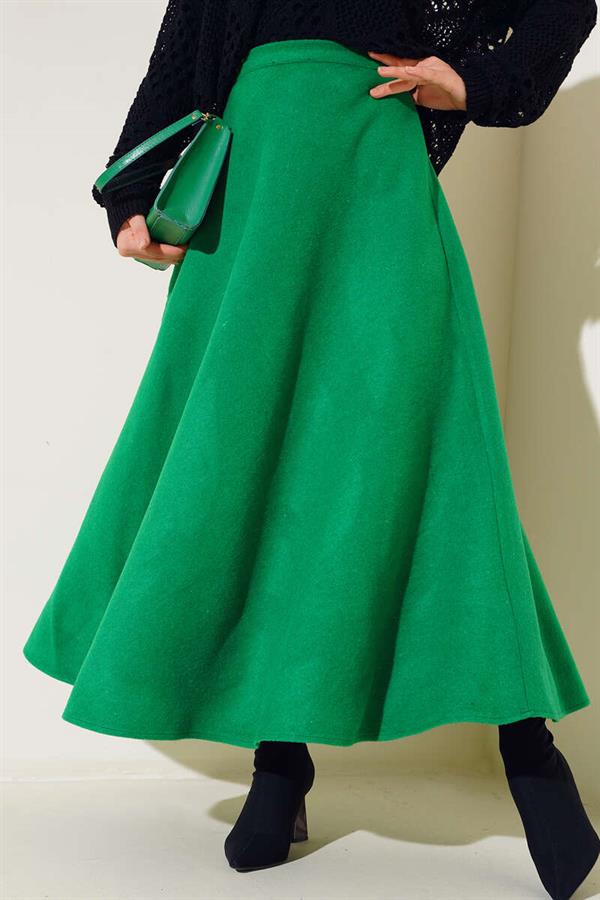  Cashmere Flared Skirt Green