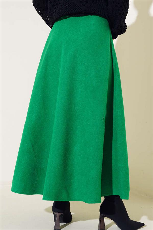  Cashmere Flared Skirt Green
