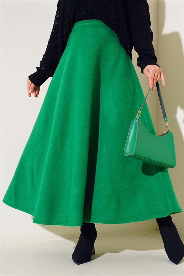  Cashmere Flared Skirt Green