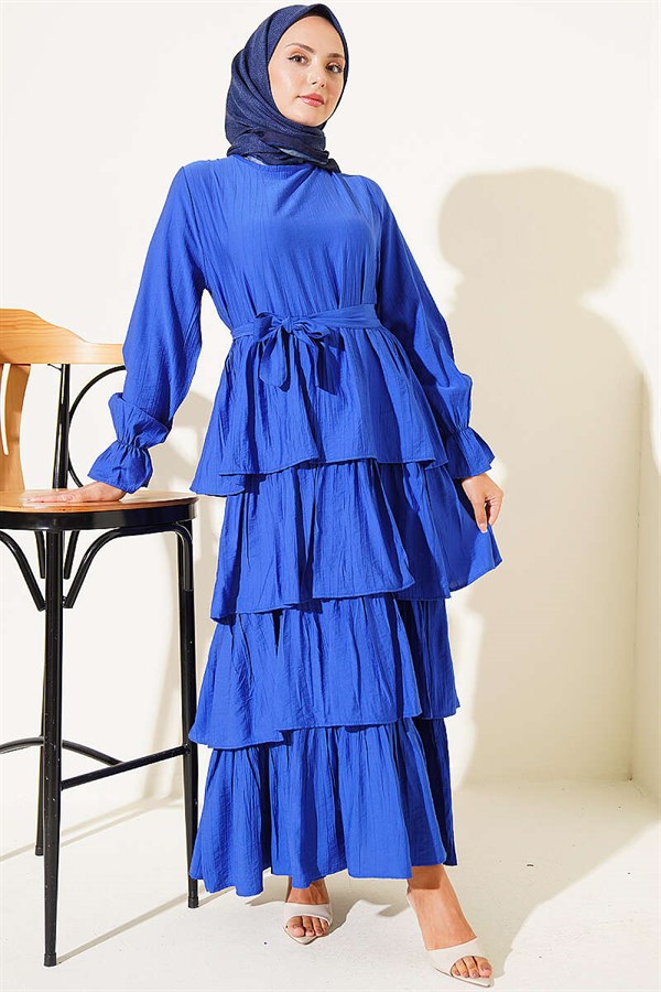 Layered Skirted Belted Dress in Saks