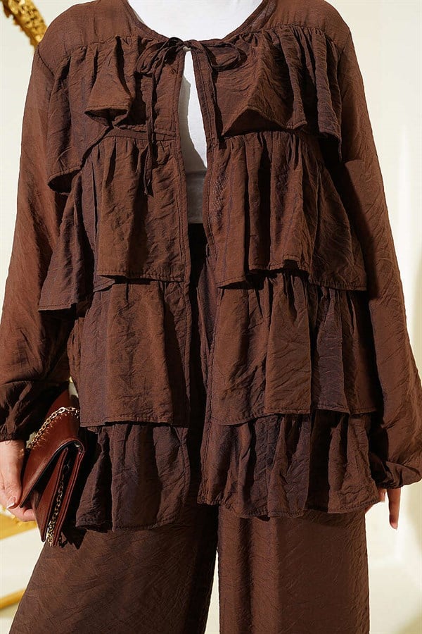 Layered Ruffled 2 Piece Set in Coffee Color