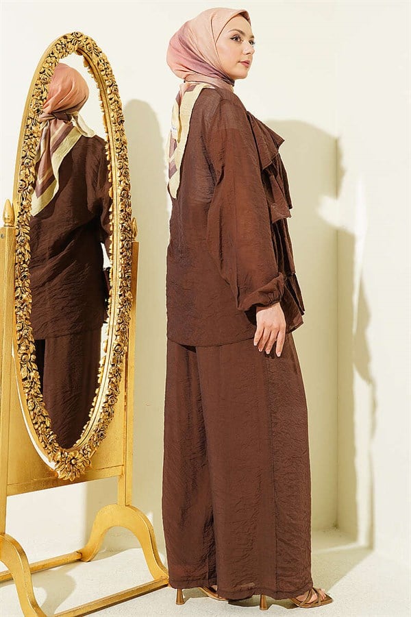 Layered Ruffled 2 Piece Set in Coffee Color