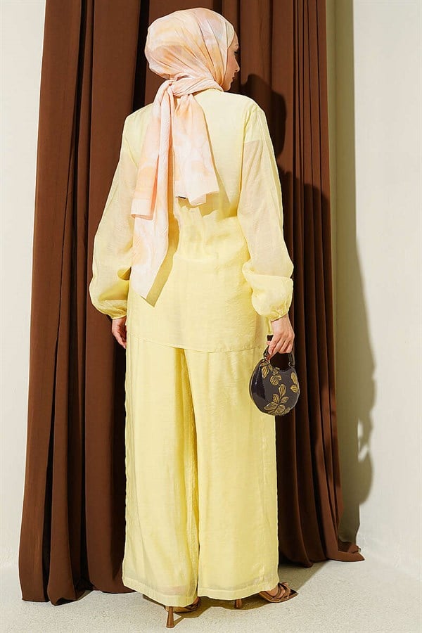 Layered Ruffled 2 Piece Set with Drawstring, Yellow