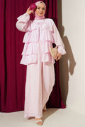 Layered Ruffled 2 Piece Set with Laces, Pink