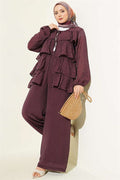 Layered Ruffled 2 Piece Set with Drawstring, Plum