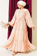 Layered Ruffled Chiffon Dress Salmon