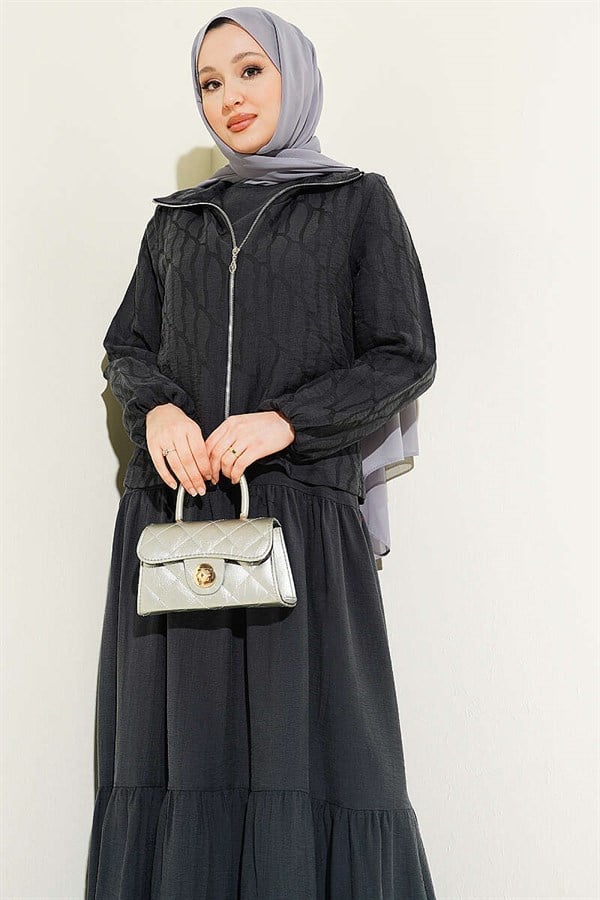 Layered Tencel Vest 2 Piece Set, Smoke Grey