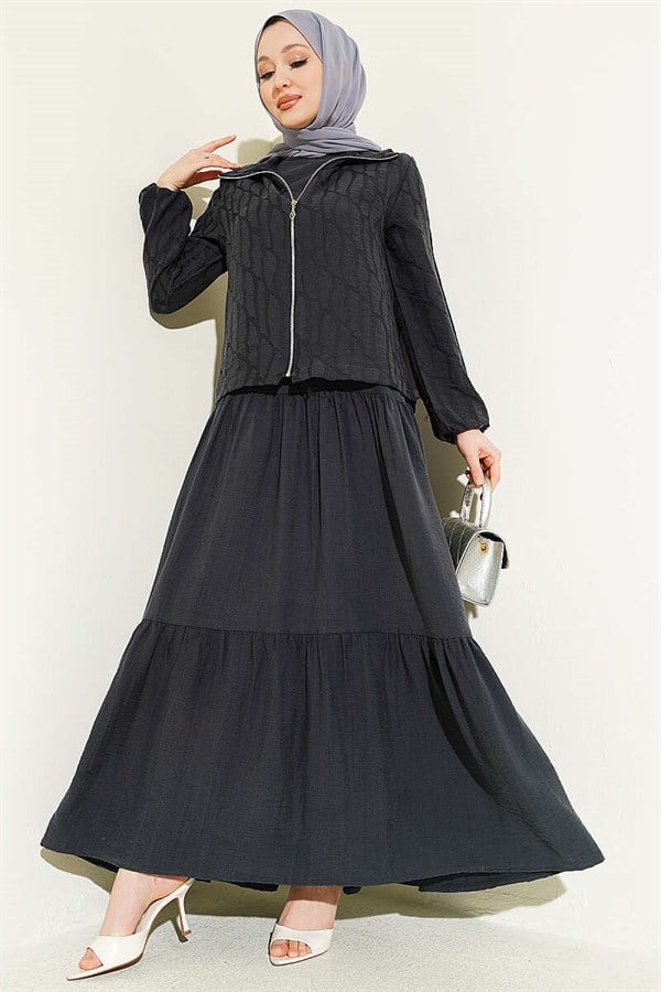 Layered Tencel Vest 2 Piece Set, Smoke Grey