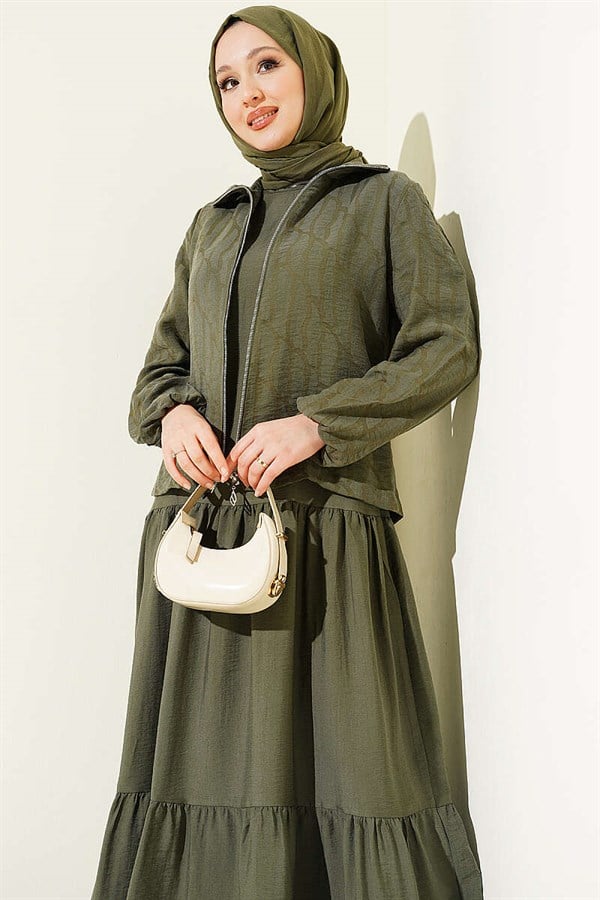 Layered Tencel Vest 2 Piece Set in Khaki