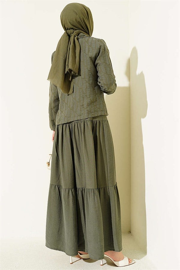 Layered Tencel Vest 2 Piece Set in Khaki