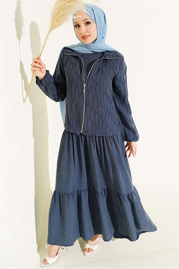Layered Tencel Vest 2 Piece Set Indigo
