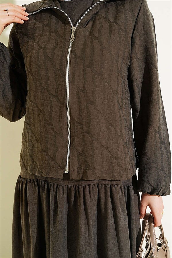 Layered Tencel Vest 2 Piece Set in Coffee Brown