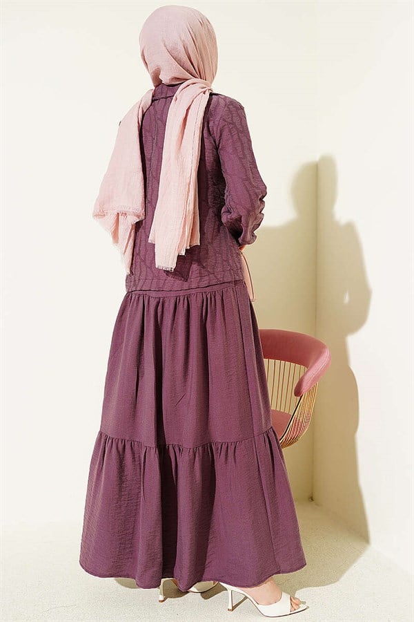 Layered Tencel Vest 2 Piece Set in Magenta