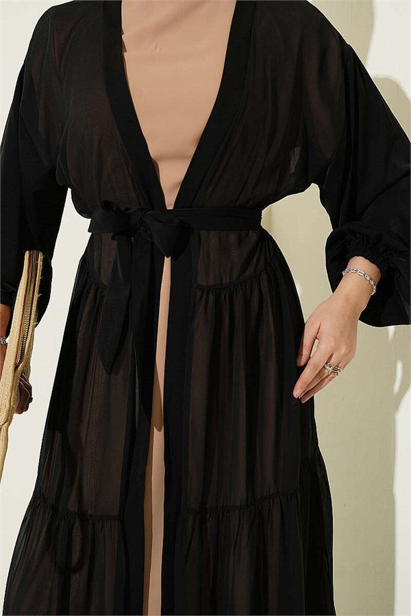 Layered Two-Piece Abaya 2 Piece Set Beige
