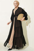 Layered Two-Piece Abaya 2 Piece Set Beige