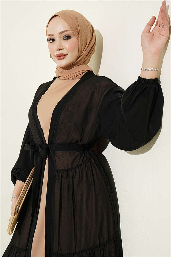 Layered Two-Piece Abaya 2 Piece Set Beige