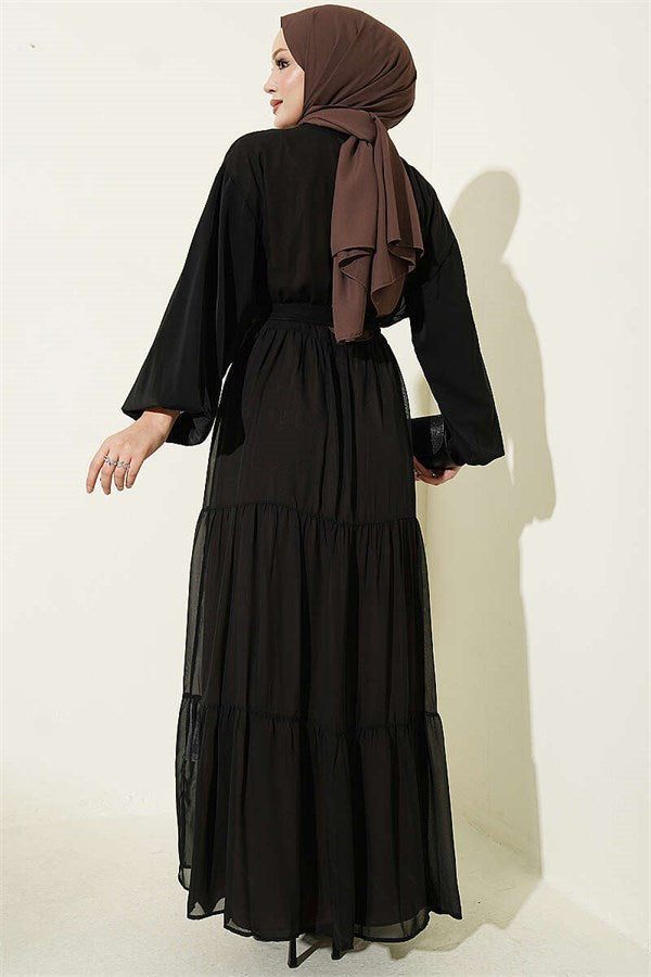 Layered Two-Piece Abaya 2 Piece Set Latte