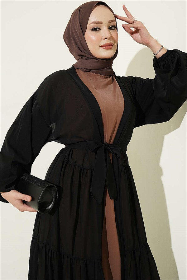 Layered Two-Piece Abaya 2 Piece Set Latte