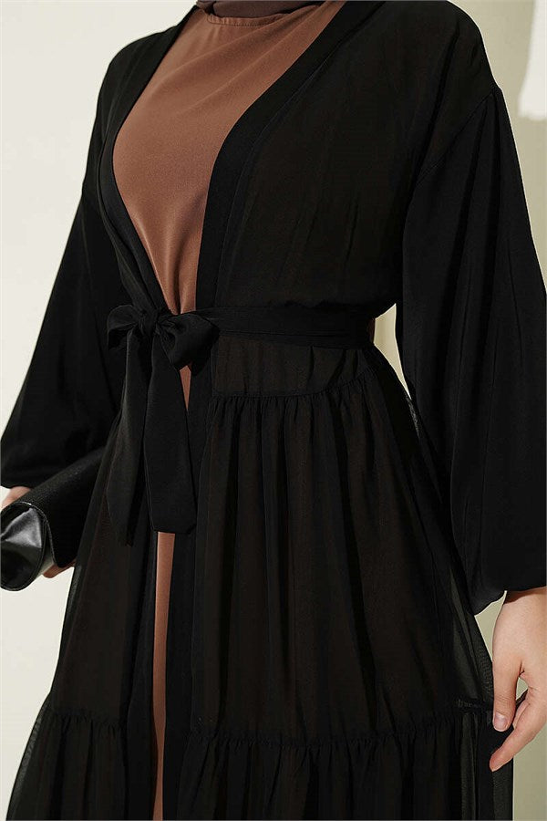 Layered Two-Piece Abaya 2 Piece Set Latte