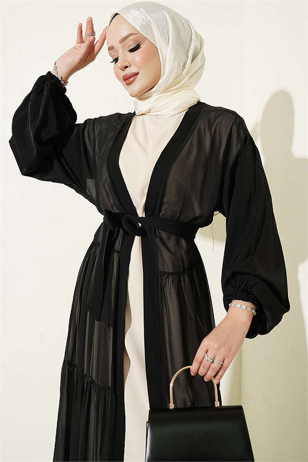 Layered Two-Piece Abaya 2 Piece Set Stone
