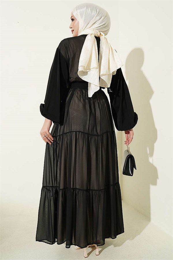 Layered Two-Piece Abaya 2 Piece Set Stone