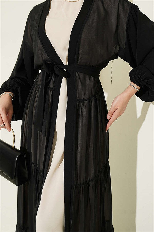 Layered Two-Piece Abaya 2 Piece Set Stone