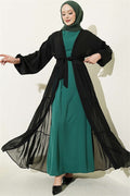 Layered Two-Piece Abaya 2 Piece Set Emerald