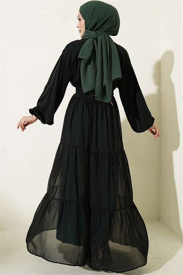 Layered Two-Piece Abaya 2 Piece Set Emerald