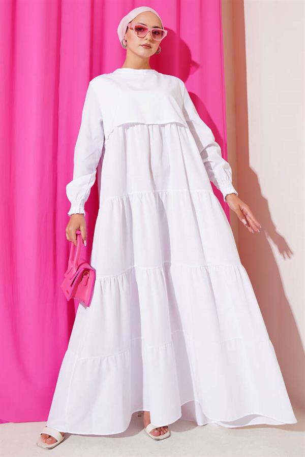 Layered Model Dress White
