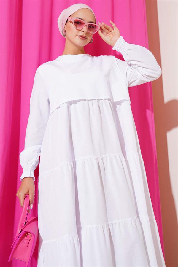 Layered Model Dress White
