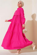  Layered Model Dress Fuchsia