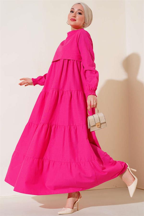  Layered Model Dress Fuchsia