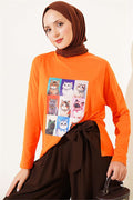 Cat Print Tunic Orange