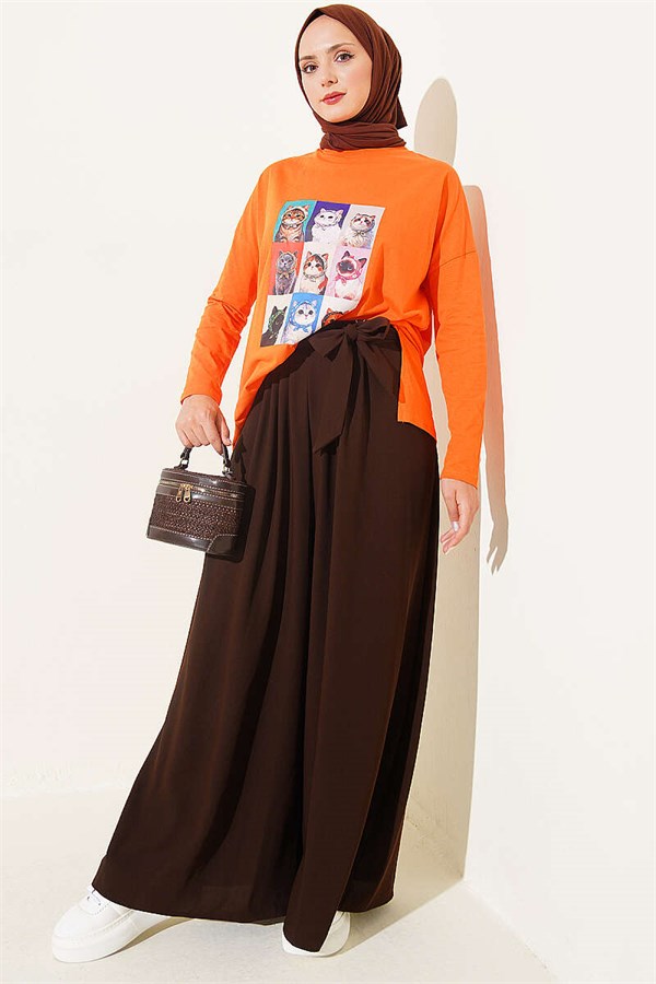 Cat Print Tunic Orange