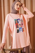 Cat Print Tunic Powder Pink