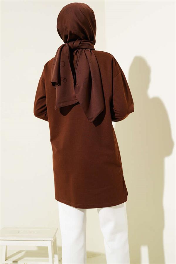 Butterfly Printed Two Thread Tunic Brown