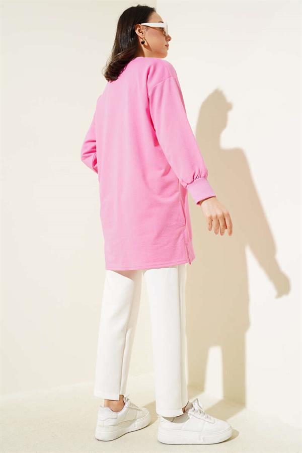 Butterfly Print Two-Thread Tunic Pink