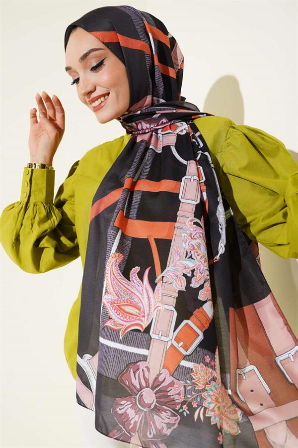 Belt Patterned Soft Shawl Anthracite