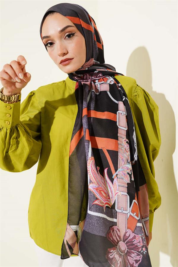 Belt Patterned Soft Shawl Anthracite