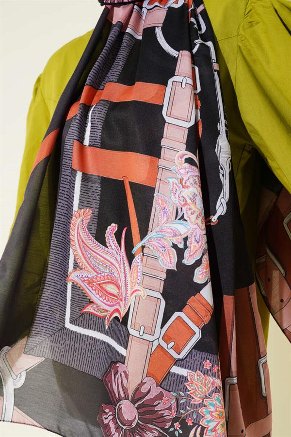 Belt Patterned Soft Shawl Anthracite