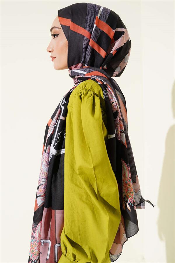 Belt Patterned Soft Shawl Anthracite