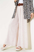 Belt Detailed Bell-bottomed Trousers in Flecked Beige