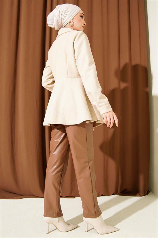 Belt Detailed Cashmere Jacket Latte