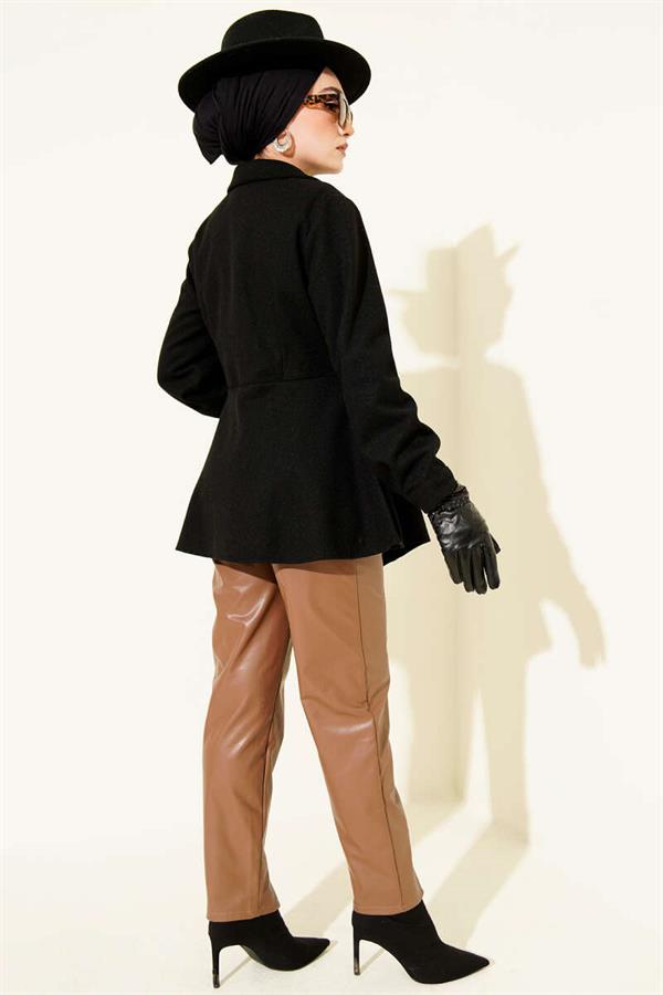 Belt Detailed Cashmere Jacket Black