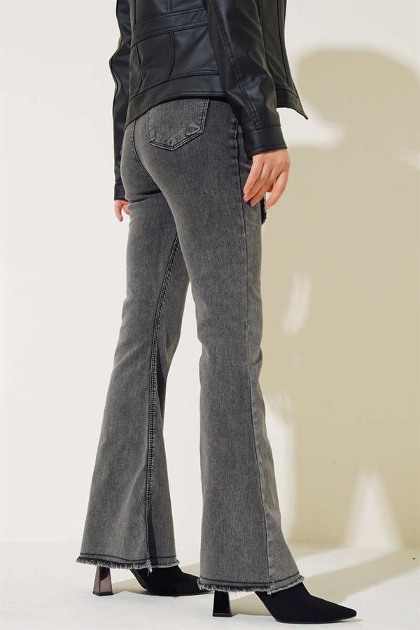 Belted Look Bell-bottomed Jeans Medium Snow