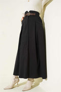 Black Skirt with Buckle and Button Closure