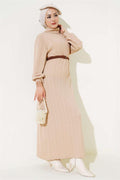 Belted Turtleneck Dress Biscuit