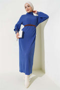 Belted Turtleneck Dress Indigo