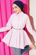 Pink Parachute Shirt with Belt and Waist Darts